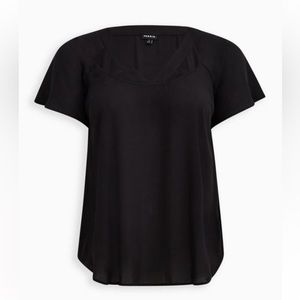 Torrid Georgette Cage Front Blouse — Black